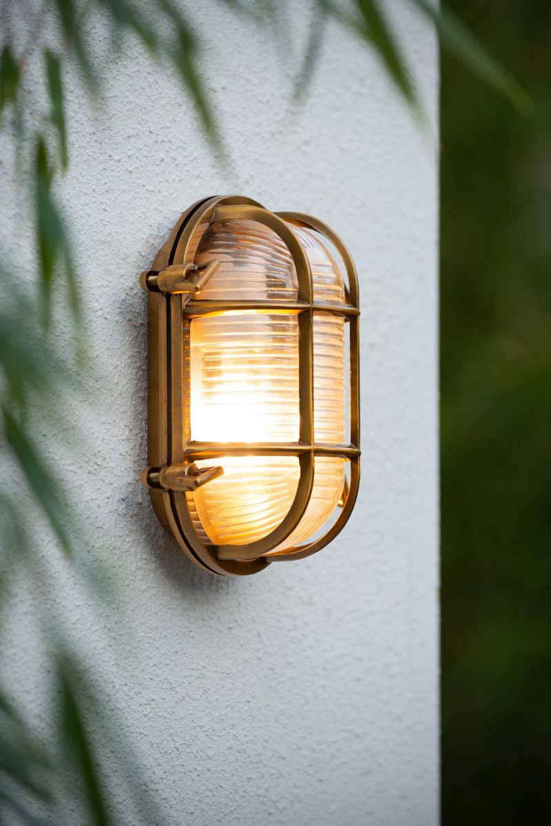 Lucide DUDLEY - Vonkajšie nástenné svietidlo - 1xE27 - IP65 - matné zlato / mosadz